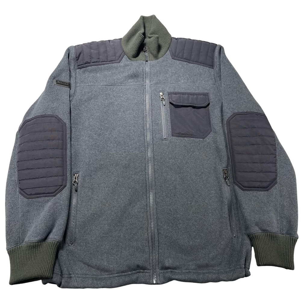 Marmot Jacket Mens Medium Gray Fleece Quilted Shoulder Elbow Bomber Full Zip‎